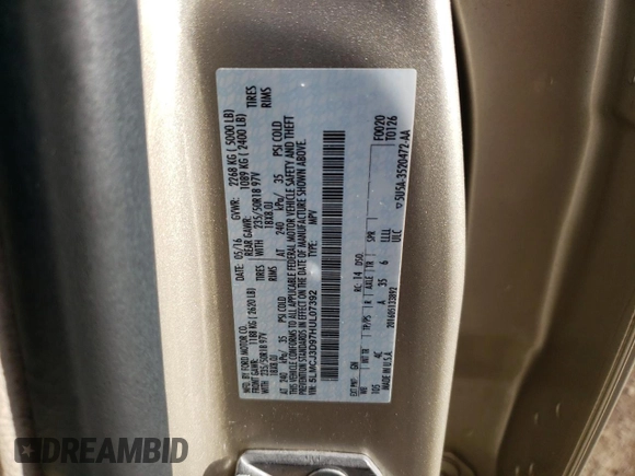 2017 Lincoln MKC Reserve with VIN 5LMCJ3D97HUL07392, listed as a Copart auction lot 56491945 with 41,721 mi miles and Salvage title. Bid and sale history available at DreamBid. Image 13.