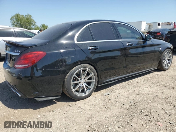 2017 Mercedes-Benz C 63 AMG with VIN 55SWF8GB6HU232905, listed as a Copart auction lot 52523195 with 78,396 mi miles and Salvage title. Bid and sale history available at DreamBid. Image 3.