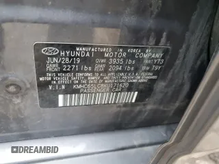 2019 Hyundai Ioniq Blue with VIN KMHC65LC8KU171620, listed as a Copart auction lot 43796755 with 151,479 mi miles and Salvage Title. Bid and sale history available at DreamBid. Image 12.