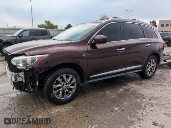 2015 Infiniti QX60 with VIN 5N1AL0MM6FC507755, listed as a Copart auction lot 54202075 with 138,426 mi miles and Salvage Title. Bid and sale history available at DreamBid. Image 1.