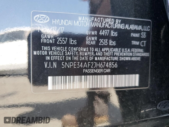 2018 Hyundai Sonata SEL z VIN 5NPE34AF2JH674856, wystawiony jako Copart lot #54791225 z przebiegiem 149 653 mil mil oraz Szkoda całkowita • Salvage title. Historia ofert i sprzedaży dostępna na DreamBid. Obrazek 12.