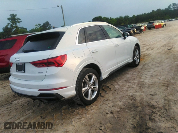 2022 Audi Q3 S line Premium Plus with VIN WA1EECF35N1035137, listed as a IAAI auction lot 42279961 with 43,458 mi miles and . Bid and sale history available at DreamBid. Image 4.