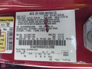 2013 Ford Fusion SE with VIN 3FA6P0HR8DR265088, listed as a IAAI auction lot 42043865 with 142,814 mi miles. Bid and sale history available at carsss.com. Image 9.