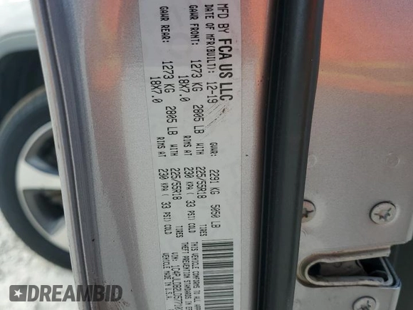 2020 Jeep Cherokee Limited with VIN 1C4PJLDB2LD577103, listed as a Copart auction lot 51555725 with 170,878 mi miles and Salvage title. Bid and sale history available at DreamBid. Image 13.