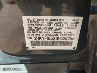 2003 Honda Pilot EX with VIN 2HKYF185X3H528255, listed as a IAAI auction lot 41686159 with 261,283 mi miles. Bid and sale history available at carsss.com. Image 9.