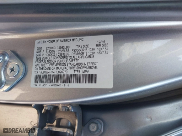 2017 Acura RDX w/Advance Pkg with VIN 5J8TB4H74HL026970, listed as a IAAI auction lot 41602328 with 157,406 mi miles. Bid and sale history available at carsss.com. Image 9.