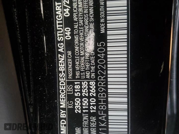 2024 Mercedes-Benz C 43 AMG with VIN W1KAF8HB9RR220405, listed as a Copart auction lot 45604455 with 3,874 mi miles and Salvage title. Bid and sale history available at DreamBid. Image 12.