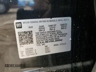 2022 GMC Terrain SLE with VIN 3GKALMEV5NL269942, listed as a Copart auction lot 54278465 with Not provided miles and Salvage title. Bid and sale history available at DreamBid. Image 14.
