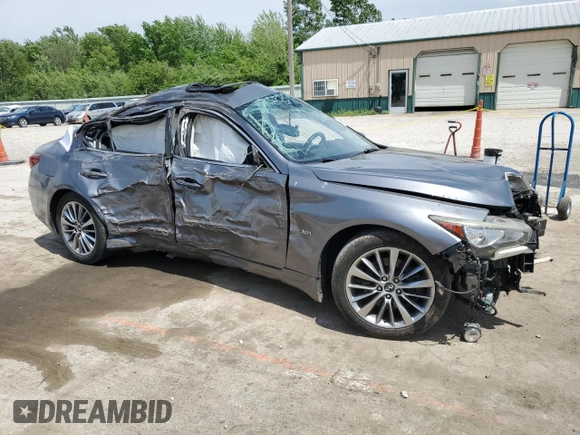 2018 Infiniti Q50 Luxe with VIN JN1EV7AP2JM362954, listed as a Copart auction lot 57292915 with 161,208 mi miles and Salvage title. Bid and sale history available at DreamBid. Image 4.