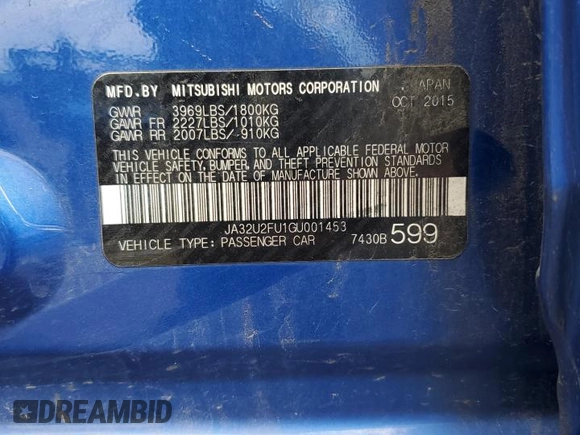 2016 Mitsubishi Lancer ES with VIN JA32U2FU1GU001453, listed as a Copart auction lot 61514234 with 139,540 mi miles and Clean Title. Bid and sale history available at carsss.com. Image 12.