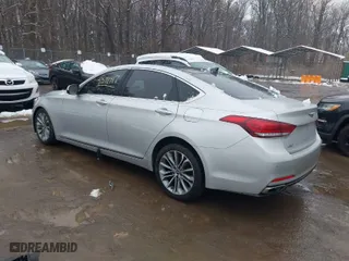 2017 Genesis G80 3.8L with VIN KMHGN4JE0HU203486, listed as a IAAI auction lot 41571417 with 93,418 mi miles. Bid and sale history available at carsss.com. Image 3.