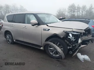 2021 Infiniti QX80 Luxe with VIN JN8AZ2AE7M9269067, listed as a IAAI auction lot 41072749 with 94,875 mi miles and . Bid and sale history available at DreamBid. Image 1.