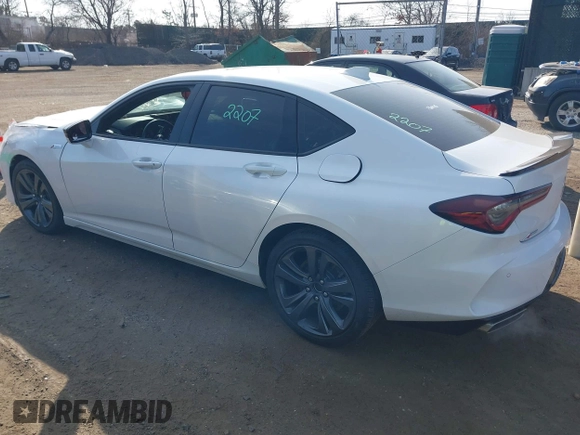 2021 Acura TLX w/A-Spec Package with VIN 19UUB5F54MA017011, listed as a IAAI auction lot 41764669 with 38,626 mi miles. Bid and sale history available at carsss.com. Image 3.