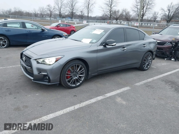2021 Infiniti Q50 Red Sport 400 with VIN JN1FV7DR9MM880162, listed as a IAAI auction lot 41244912 with 44,943 mi miles and . Bid and sale history available at DreamBid. Image 17.