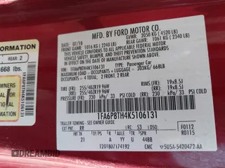 2019 Ford Mustang EcoBoost with VIN 1FA6P8TH4K5106131, listed as a IAAI auction lot 41895726 with 70,906 mi miles and . Bid and sale history available at carsss.com. Image 9.