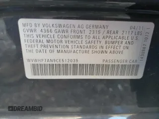2012 Volkswagen CC Lux Plus PZEV with VIN WVWHP7AN9CE512039, listed as a Copart auction lot 76146184 with 161,385 mi miles and Salvage Title. Bid and sale history available at carsss.com. Image 14.