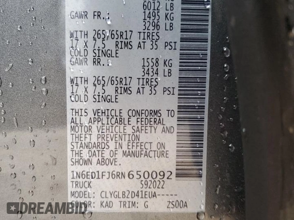 2024 Nissan Frontier SV z VIN 1N6ED1FJ6RN650092, wystawiony jako Copart lot #85312844 z przebiegiem 8 605 mil mil oraz Szkoda całkowita • Salvage title. Historia ofert i sprzedaży dostępna na DreamBid. Obrazek 15.