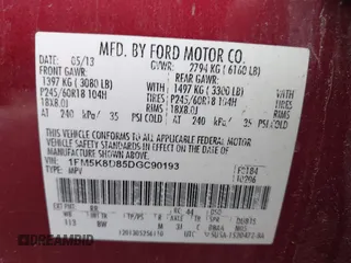 2013 Ford Explorer XLT with VIN 1FM5K8D85DGC90193, listed as a IAAI auction lot 42121079 with 290,888 mi miles and . Bid and sale history available at DreamBid. Image 9.