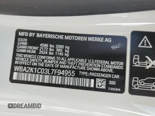 2020 BMW 2 Series 230i xDrive with VIN WBA2K1C03L7F94955, listed as a Copart auction lot 49154823 with 48,269 mi miles. Bid and sale history available at carsss.com. Image 14.