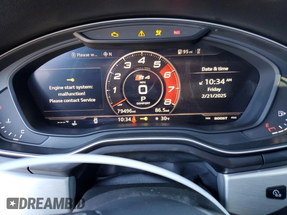 2018 Audi S4 Prestige z VIN WAUC4AF40JA003734, wystawiony jako Copart lot #46118075 z przebiegiem 79 496 mil mil oraz Szkody całkowita. Historia ofert i sprzedaży dostępna na DreamBid. Obrazek 9.