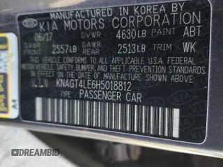 2017 Kia Optima z VIN KNAGT4LE6H5018812, wystawiony jako Copart lot #59236785 z przebiegiem 111 117 mil mil oraz Czysty tytuł • Clean title. Historia ofert i sprzedaży dostępna na DreamBid. Obrazek 12.