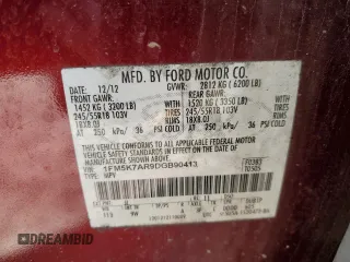 2013 Ford Utility Police Interceptor with VIN 1FM5K7AR9DGB90413, listed as a Copart auction lot 80661584 with 0 mi miles and Clean Title. Bid and sale history available at carsss.com. Image 13.