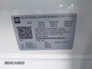 2022 Chevrolet Blazer RS с VIN 3GNKBERS2NS158531, выставлен на аукционе IAAI как лот 40607904 с пробегом 23 777 миль миль и . История ставок и продаж доступна на DreamBid. Изображение 9.