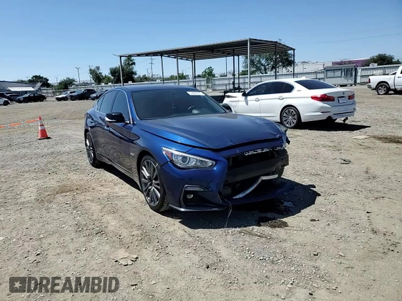 2019 Infiniti Q50 Red Sport 400 with VIN JN1FV7AP4KM761032, listed as a Copart auction lot 57807915 with 85,471 mi miles and Salvage title. Bid and sale history available at DreamBid. Image 13.