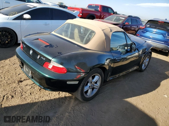 2000 BMW Z3 2.5L with VIN WBACH9341YLM91727, listed as a Copart auction lot 74257874 with 76,062 mi miles and Salvage Title. Bid and sale history available at carsss.com. Image 3.