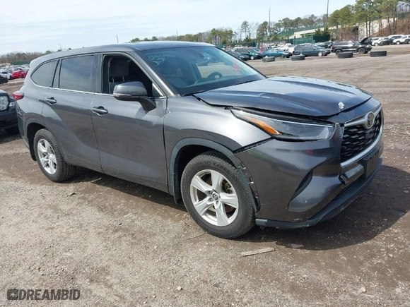 2021 Toyota Highlander L with VIN 5TDCZRBH0MS087637, listed as a IAAI auction lot 41947861 with 22,626 mi miles. Bid and sale history available at carsss.com. Image 1.