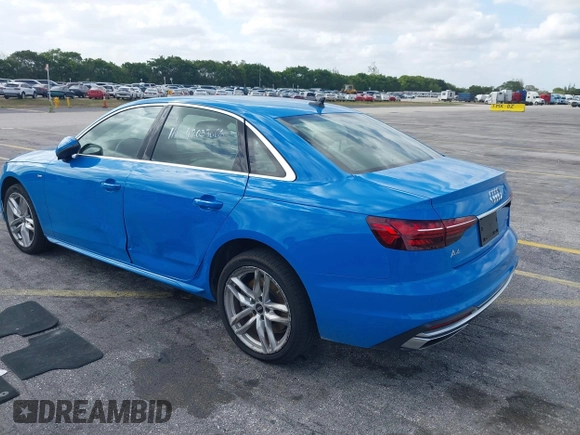 2021 Audi A4 S line Premium with VIN WAUDAAF40MA086180, listed as a IAAI auction lot 42037066 with 34,641 mi miles and . Bid and sale history available at DreamBid. Image 3.