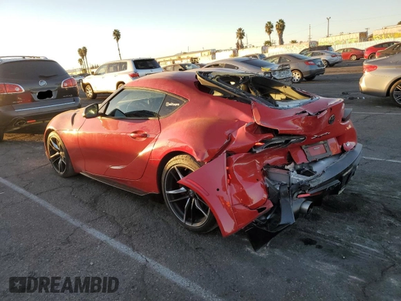 2021 Toyota GR Supra 3.0 with VIN WZ1DB0C02MW042357, listed as a Copart auction lot 79090214 with 29,215 mi miles and Salvage Title. Bid and sale history available at carsss.com. Image 2.