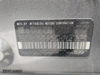 2012 Mitsubishi Lancer ES with VIN JA32U2FU5CU028018, listed as a IAAI auction lot 42086366 with 145,104 mi miles. Bid and sale history available at carsss.com. Image 9.