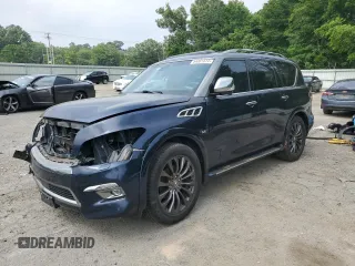 2016 Infiniti QX80 with VIN JN8AZ2NE8G9126952, listed as a Copart auction lot 54081814 with 0 mi miles and Salvage Title. Bid and sale history available at carsss.com. Image 1.