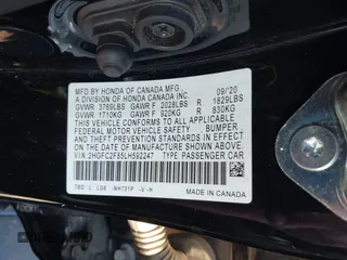 2020 Honda Civic Sedan Sport with VIN 2HGFC2F85LH592247, listed as a IAAI auction lot 41232287 with 77,624 mi miles. Bid and sale history available at carsss.com. Image 9.