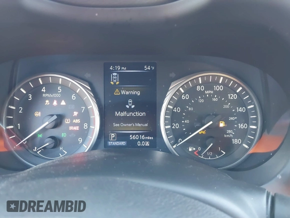 2021 Infiniti Q50 Luxe z VIN JN1EV7BR1MM755462, wystawiony jako IAAI lot #41559105 z przebiegiem 56 016 mil mil oraz . Historia ofert i sprzedaży dostępna na DreamBid. Obrazek 7.