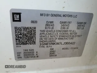 2020 Chevrolet Traverse High Country with VIN 1GNEVNKW7LJ300422, listed as a Copart auction lot 76135134 with 88,320 mi miles and Salvage Title. Bid and sale history available at carsss.com. Image 16.