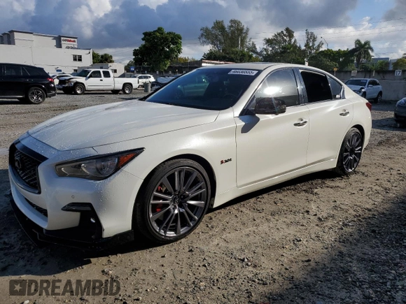 2020 Infiniti Q50 Red Sport 400 with VIN JN1FV7AR5LM660861, listed as a Copart auction lot 46030555 with 36,249 mi miles and Non Repairable. Bid and sale history available at carsss.com. Image 1.