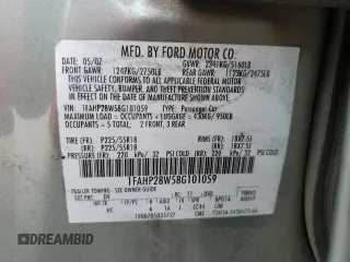 2008 Ford Taurus Limited with VIN 1FAHP28W58G101059, listed as a Copart auction lot 89012075 with 128,122 mi miles and Clean Title. Bid and sale history available at carsss.com. Image 12.