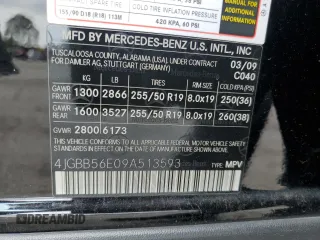 2009 Mercedes-Benz M 3.5L with VIN 4JGBB56E09A513593, listed as a Copart auction lot 49440025 with 83,710 mi miles and Clean Title. Bid and sale history available at carsss.com. Image 13.