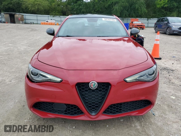 2019 Alfa Romeo Giulia Sport with VIN ZARFAMAN9K7622816, listed as a Copart auction lot 58764765 with 46,187 mi miles and Salvage title. Bid and sale history available at DreamBid. Image 5.