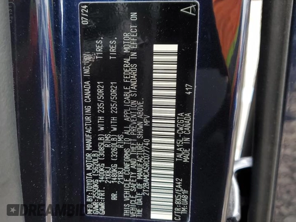 2024 Lexus RX 350 with VIN 2T2BAMCA5RC077740, listed as a Copart auction lot 47468115 with 3,752 mi miles and Salvage Title. Bid and sale history available at DreamBid. Image 14.