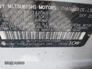 2023 Mitsubishi Mirage ES z VIN ML32FUFJ3PHF01688, wystawiony jako IAAI lot #41865801 z przebiegiem 23 395 mil mil oraz . Historia ofert i sprzedaży dostępna na DreamBid. Obrazek 9.
