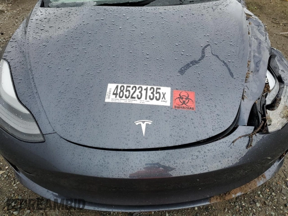 2023 Tesla Model 3 with VIN 5YJ3E1EA2PF434910, listed as a Copart auction lot 48523135 with 0 mi miles and Non Repairable. Bid and sale history available at carsss.com. Image 12.