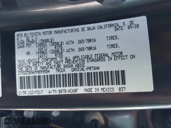 2021 Toyota Tacoma SR5 с VIN 3TMDZ5BN6MM099584, выставлен на аукционе IAAI как лот 41848068 с пробегом 28 556 миль миль и . История ставок и продаж доступна на DreamBid. Изображение 9.