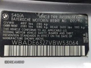 1997 BMW 5 Series 540iA with VIN WBADE6327VBW53064, listed as a Copart auction lot 77033604 with 0 mi miles and Salvage Title. Bid and sale history available at carsss.com. Image 14.