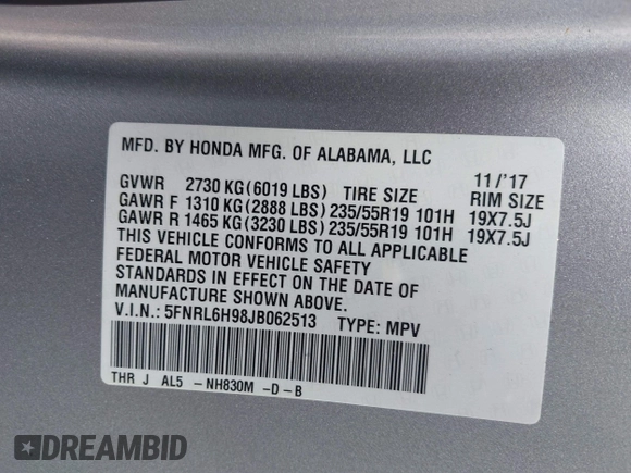 2018 Honda Odyssey Elite с VIN 5FNRL6H98JB062513, выставлен на аукционе IAAI как лот 42126318 с пробегом 75 589 миль миль и . История ставок и продаж доступна на DreamBid. Изображение 9.