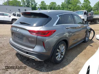 2019 Infiniti QX50 Luxe with VIN 3PCAJ5M38KF147982, listed as a IAAI auction lot 42498654 with 57,210 mi miles and . Bid and sale history available at DreamBid. Image 4.