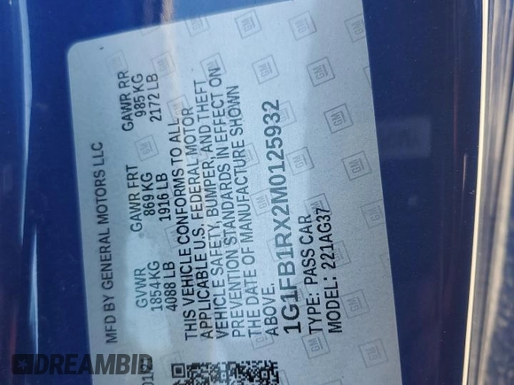 2021 Chevrolet Camaro 1LS z VIN 1G1FB1RX2M0125932, wystawiony jako Copart lot #88967995 z przebiegiem 76 721 mil mil oraz Szkoda całkowita • Salvage title. Historia ofert i sprzedaży dostępna na DreamBid. Obrazek 14.