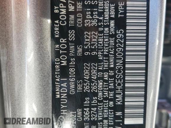 2022 Genesis GV80 with VIN KMUHCESC3NU092295, listed as a Copart auction lot 42539085 with Not Provided miles and Salvage Title. Bid and sale history available at DreamBid. Image 15.